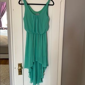Green dress with long bottom